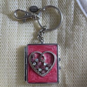 Spring Street Heart Locket Keychain With Rhinestones